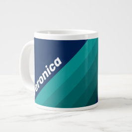 Caneca De Café Grande Listras da Maré Oceânica com Nome