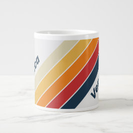 Caneca De Café Grande Listras de Arco-Íris Desbotadas Vintage com Nome