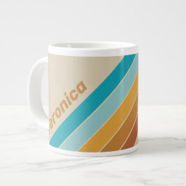 Caneca De Café Grande Listras de Arco-Íris do Deserto Vintage com Nome