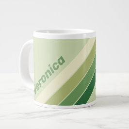 Caneca De Café Grande Listras de Arco-íris Retro Moss com Nome