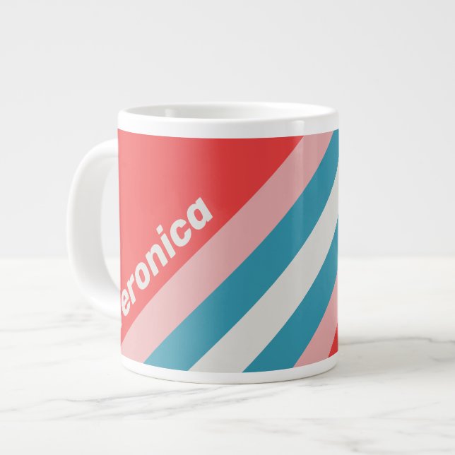 Caneca De Café Grande Listras de Batom Antigo com Nome (Frente Esquerda)
