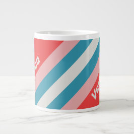 Caneca De Café Grande Listras de Batom Antigo com Nome