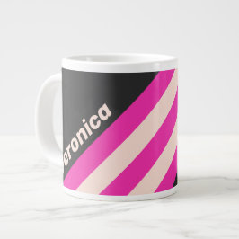Caneca De Café Grande Listras de Bubblegum Retrô com Nome