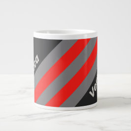Caneca De Café Grande Listras de Céu Tempestuoso Retro com Nome