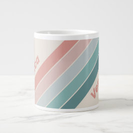 Caneca De Café Grande Listras de Conchas do Mar Macias Vintage com Nome
