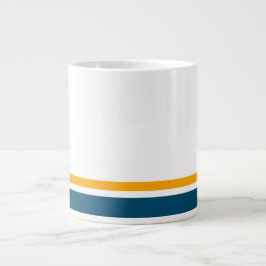 Caneca De Café Grande Listras de corrida laranja em azul turquesa divert