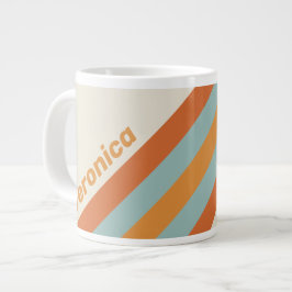 Caneca De Café Grande Listras de Flor do Deserto Vintage com Nome