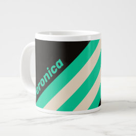 Caneca De Café Grande Listras de Hortelã da Meia-Noite Retrô com Nome