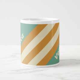 Caneca De Café Grande Listras de Musgo Retrô com Nome