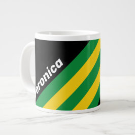 Caneca De Café Grande Listras de Palma Tropical Retro com Nome