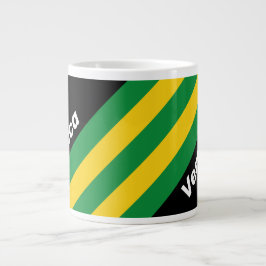 Caneca De Café Grande Listras de Palma Tropical Retro com Nome