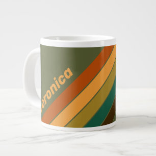 Caneca De Café Grande Listras de Pântano da Floresta Vintage com Nome