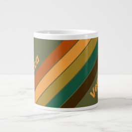 Caneca De Café Grande Listras de Pântano da Floresta Vintage com Nome