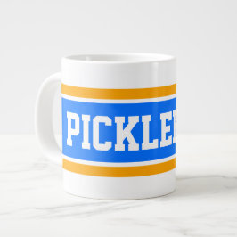 Caneca De Café Grande Listras de PICKLEBALL Laranja Azul Brilhante Atlét