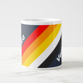 Caneca De Café Grande Listras de Porto Náutico Vintage com Nome