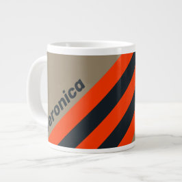 Caneca De Café Grande Listras de Prado do Deserto Retro com Nome