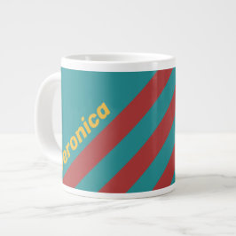 Caneca De Café Grande Listras de Recife de Rubi com Nome