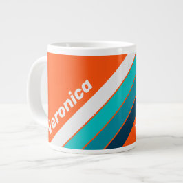 Caneca De Café Grande Listras de salva-vidas retrô com nome