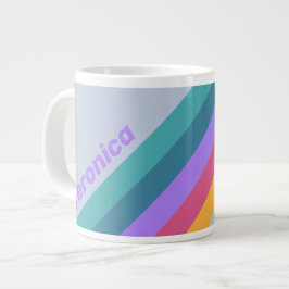 Caneca De Café Grande Listras de Sonho de Pensée Macio com Nome