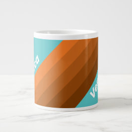 Caneca De Café Grande Listras de Teal do Deserto com Nome