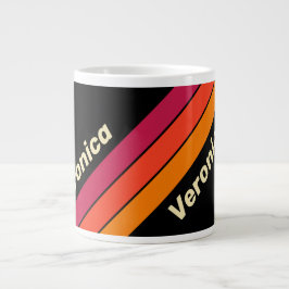 Caneca De Café Grande Listras de VHS Retro com Nome