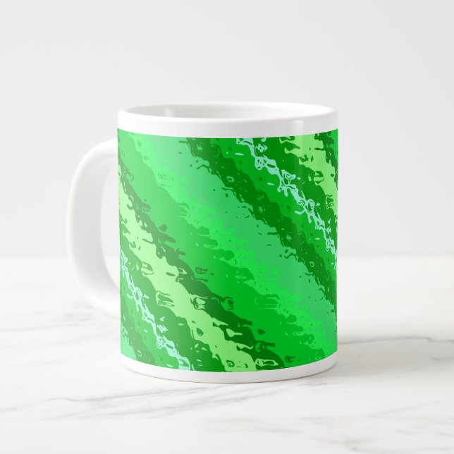 Caneca De Café Grande Listras de vidro - tons verdes esmeraldas (Frente Esquerda)