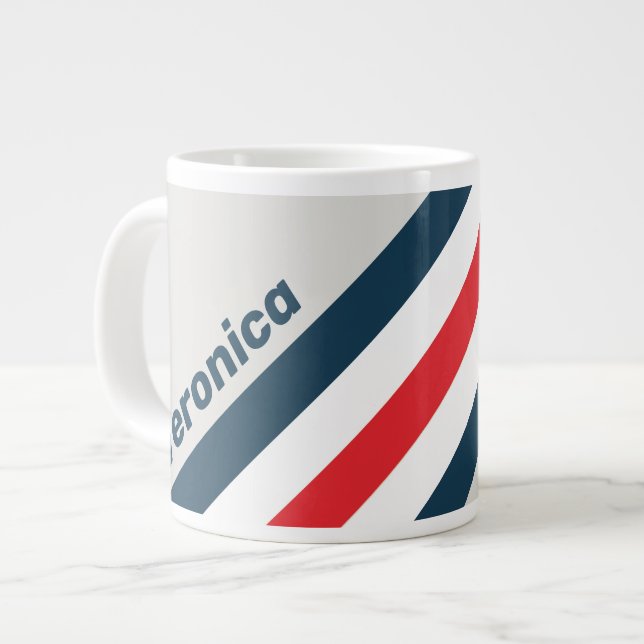Caneca De Café Grande Listras de Warbird com Nome (Frente Esquerda)