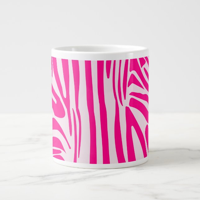 Caneca De Café Grande Listras de zebra rosa (Frente)