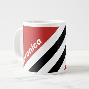 Caneca De Café Grande Listras de Zebra Urbana Retro com Nome
