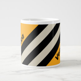 Caneca De Café Grande Listras de Zumbido do Abelhão Retro com Nome