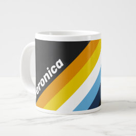 Caneca De Café Grande Listras do Crepúsculo do Carvão com Nome