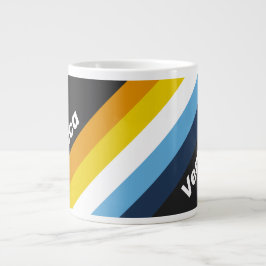 Caneca De Café Grande Listras do Crepúsculo do Carvão com Nome