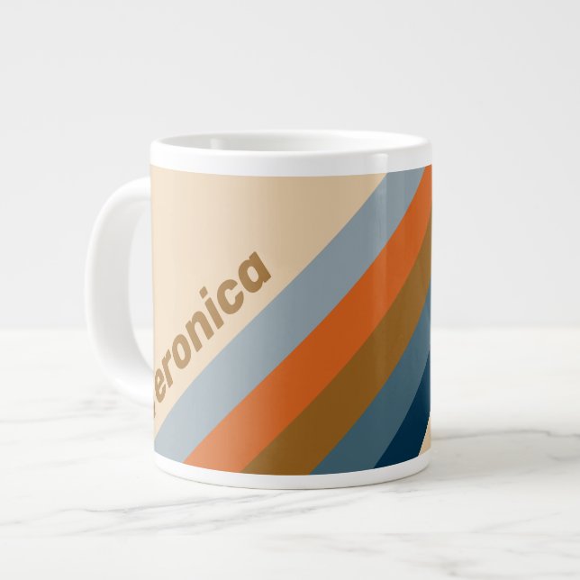 Caneca De Café Grande Listras do Horizonte Índigo com Nome (Frente Esquerda)
