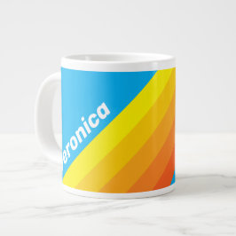 Caneca De Café Grande Listras do Mar com Explosão Solar e Nome