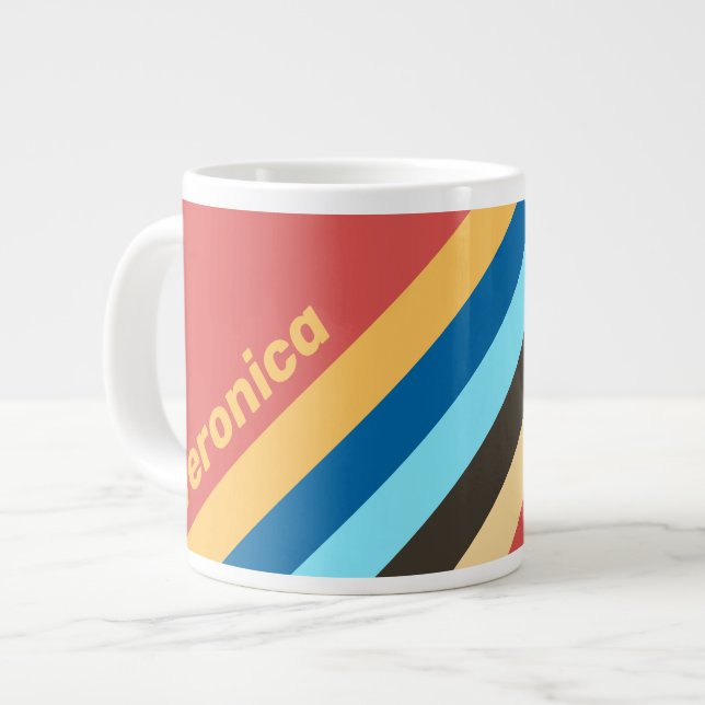 Caneca De Café Grande Listras do Murmúrio Retrô com Nome (Frente Esquerda)