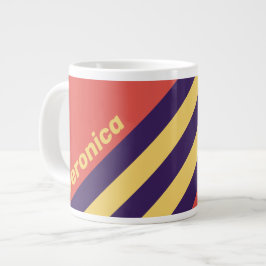 Caneca De Café Grande Listras do pôr do sol de Surf Retro com Nome