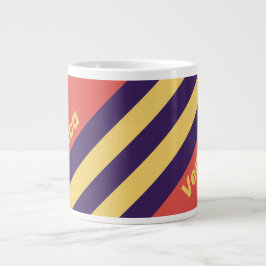 Caneca De Café Grande Listras do pôr do sol de Surf Retro com Nome