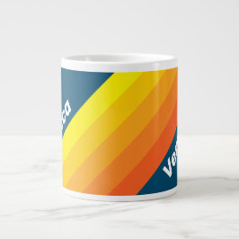 Caneca De Café Grande Listras do Sol do Mar Vintage com Nome