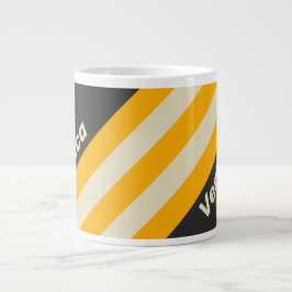 Caneca De Café Grande Listras do Sol Preto Retro com Nome
