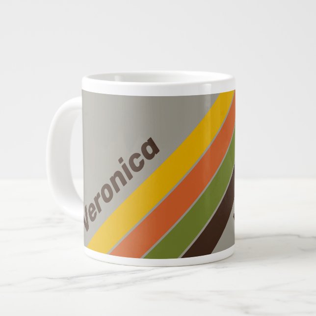 Caneca De Café Grande Listras do Sunset Clover com Nome (Frente Esquerda)