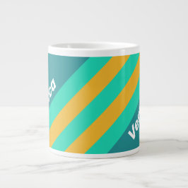 Caneca De Café Grande Listras dos Mares Ensolarados com Nome
