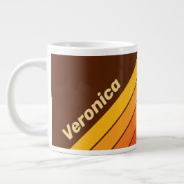 Caneca De Café Grande Listras em Estilo Vintage com Nome
