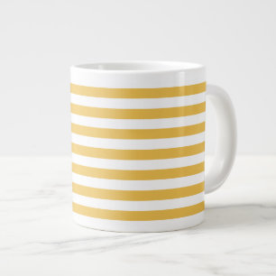 Caneca De Café Grande Listras Horizontais Amarelas e Brancas de Tendênc