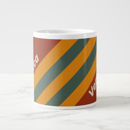 Caneca De Café Grande Listras Laranja Antigas com Nome