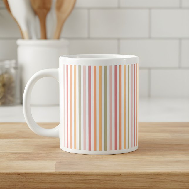 Caneca De Café Grande Listras modernas (mug with light colored stripes)
