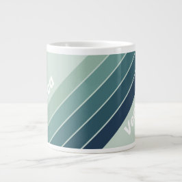 Caneca De Café Grande Listras Nostálgicas Verde Oceano com Nome