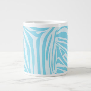 Caneca De Café Grande Listras Ousadas de Zebra Azul e Branco