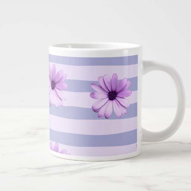 Caneca De Café Grande Listras pastel com padrão de Margaridas (Direita)