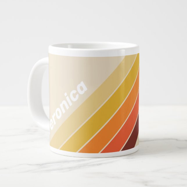 Caneca De Café Grande Listras Retrô com Nome (Frente Esquerda)