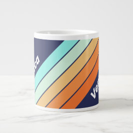 Caneca De Café Grande Listras Retrô de Estilo Vintage com Nome